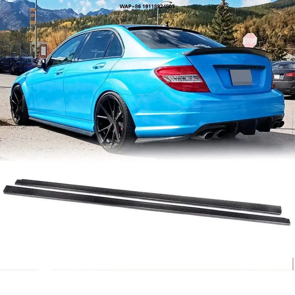 Carbon Fiber W204 Side Skirts Rocker Panels for  C Class W204 C63 AMG 08-15