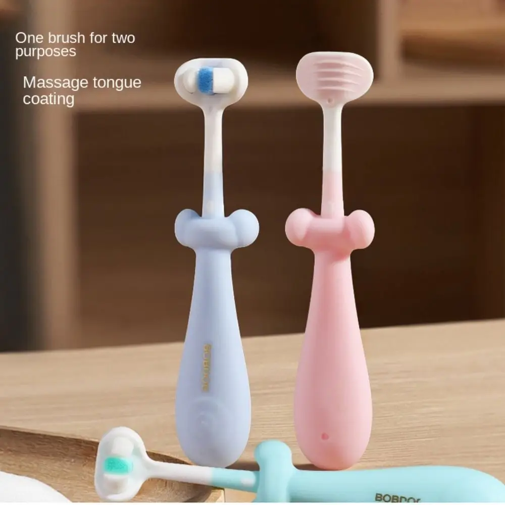 Cepillo de dientes estéreo 3D para niños, limpieza profunda envolvente de tres lados, Color caramelo, 360 grados, cuidado bucal