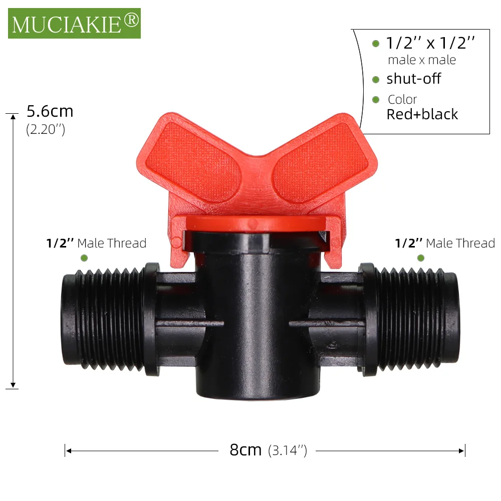 MUCIAKIE 1PC 1/2 \'\'3/4\'\' gwint równe zmniejszone podlewanie Adapter nawadnianie ogrodu zawór odcinający kroplówki armatura wspólne