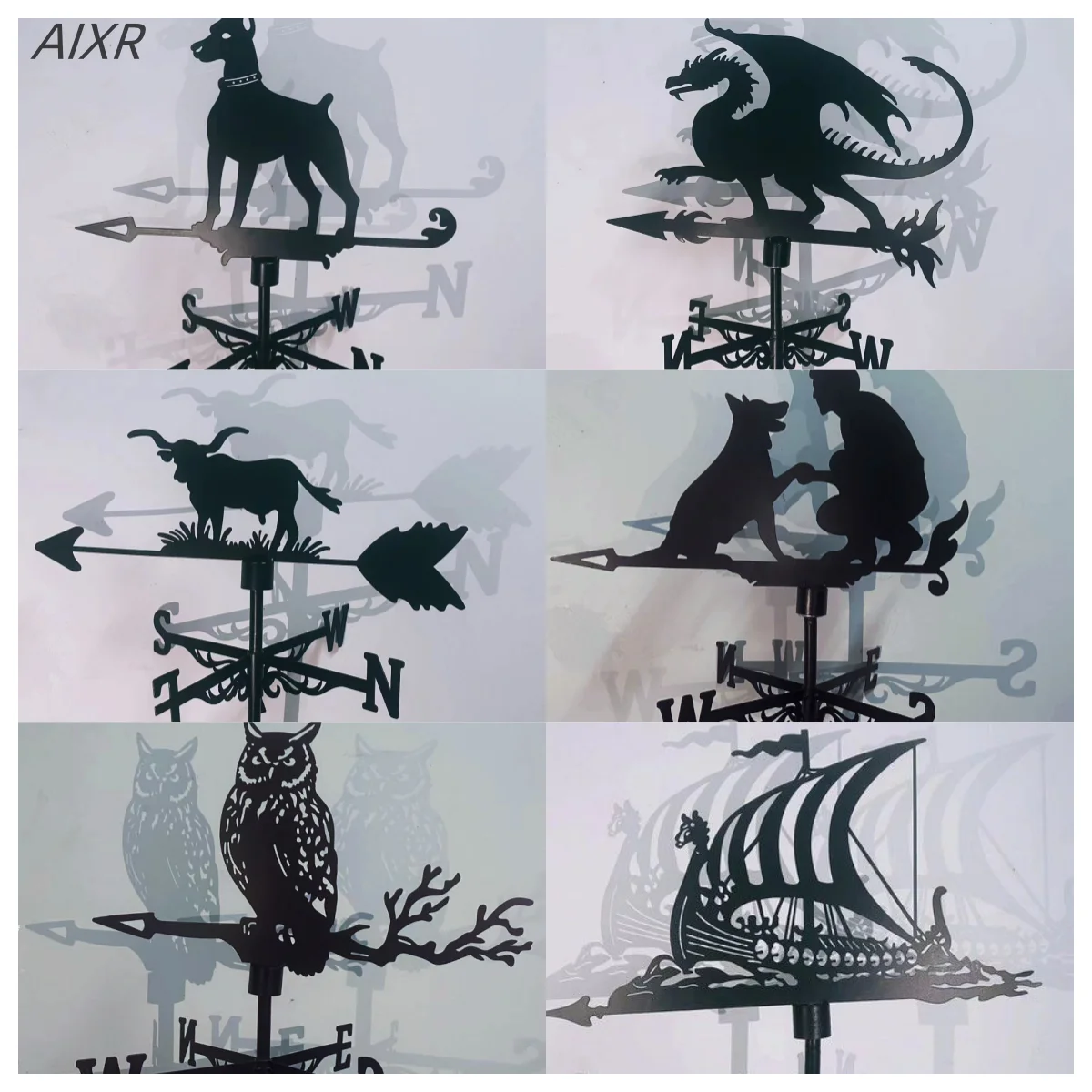 

New Man And Dog Metal Vane European Vintage Iron Garden Roof Farm River Vane Jungle Zoo Road Sign Placards Outdoor Decoration