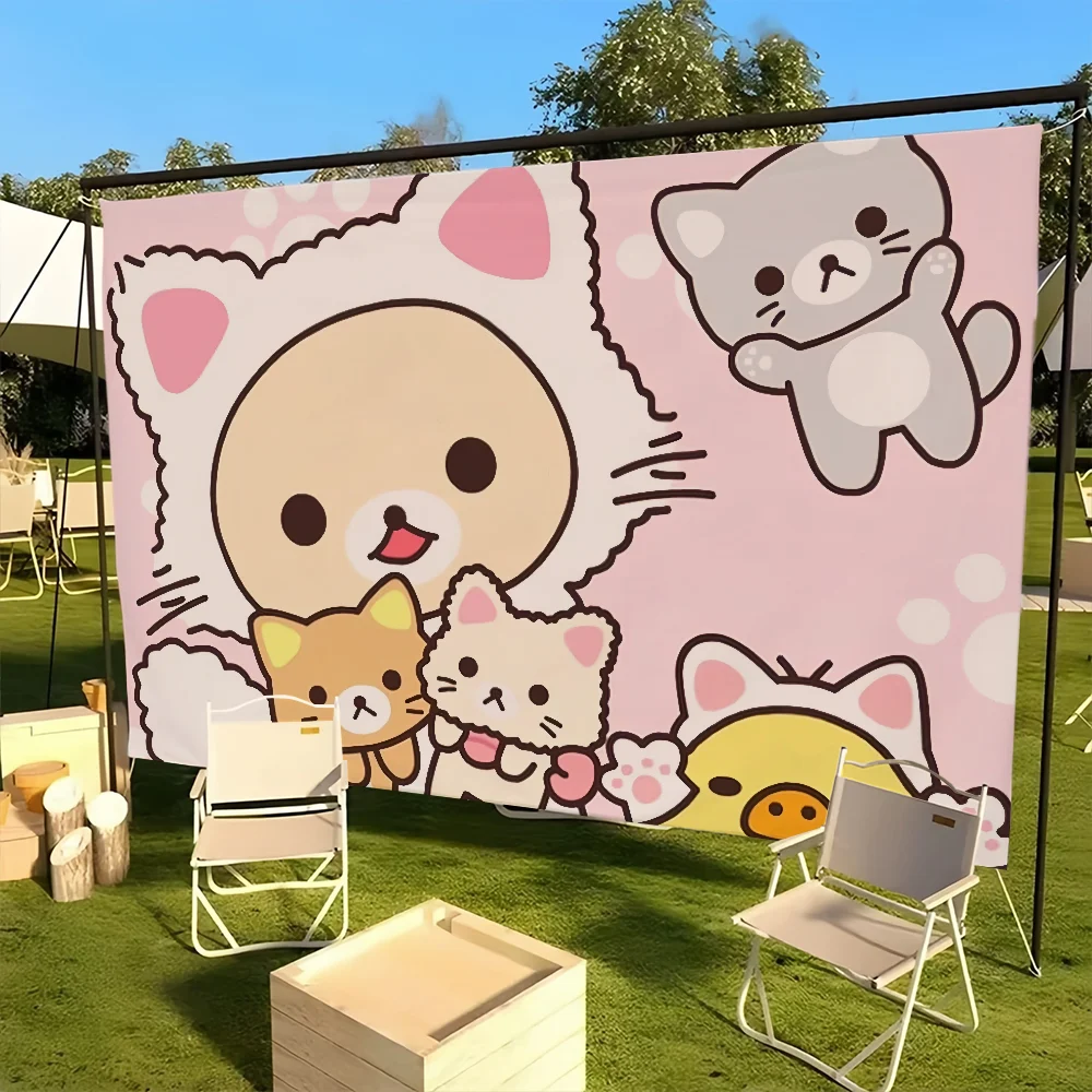 Cartoon Kawaii R-Rilakkuma Flag Decoration Outdoor Picnic Party Art Hanging Home Camping Party Banner