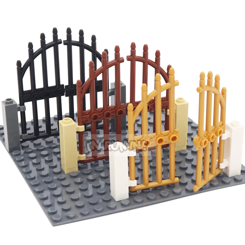 Marumine MOC Bricks Door 1x4x9 Arched Iron Gate Accessories Compatible 42448 City Street View House Buidling Blocks Castle Parts