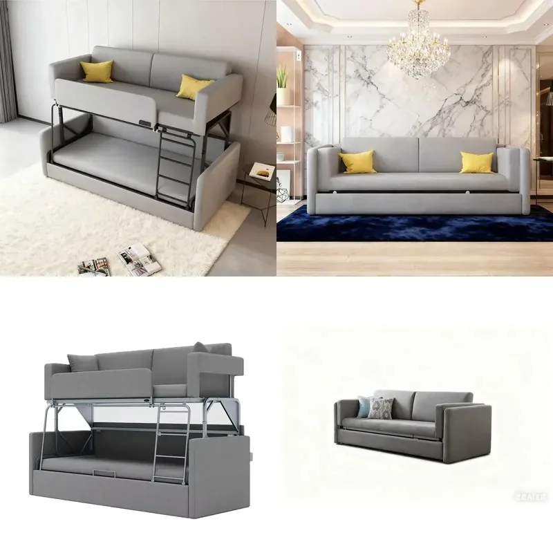 Lifting convertible solid metal frame multifunctional double-layer sofa bed combination sofa is suitable for villa living
