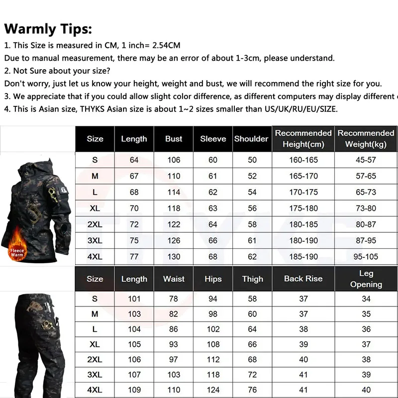 Men Hiking Tactical Set Autumn Fleece Warm Windproof Waterproof Camping Sharkskin Jacket Outdoor Training Climbing Treking Suits