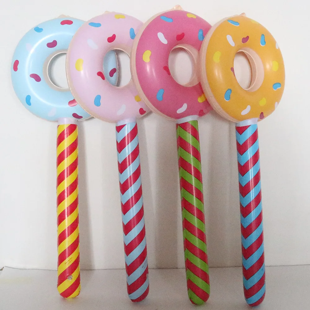 80cm Donut Stick Inflatable Balloon Sweet Candy Happy Birthday Party Decor Kids Boy Girl Ballon Donut Babyshower Baloon