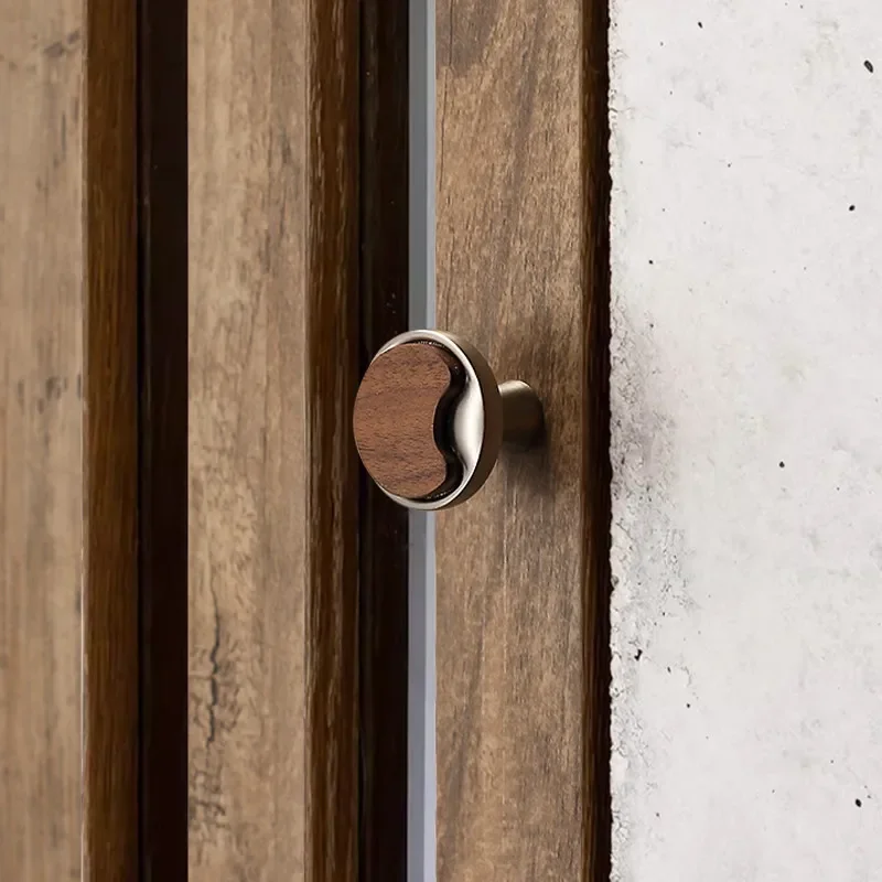 yesRetro Mid-Century Walnut Wood Cabinet Handles Luxury Chinese Pulls for Wardrobe Drawer Shoe Cabinet Door Furniture Hardware