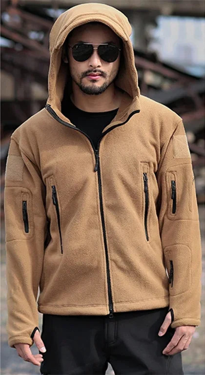 New Men Military Winter Thermal Fleece Tactical Jacket Outdoors Sports Hooded Coat Militar Softshell Hiking Outdoor Army Jackets - Image 3