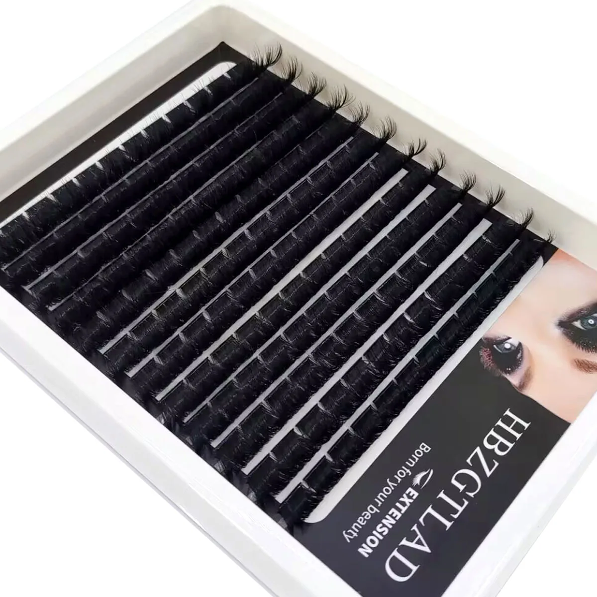 HBZGTLAD Neu 12 Reihen 60-200DMix 8D Flauschige Einzelwimpern-Cluster-Extensions für DIY-Wimpernverlängerung zu Hause, Cluster-Make-up-Wimpern – Detail 3