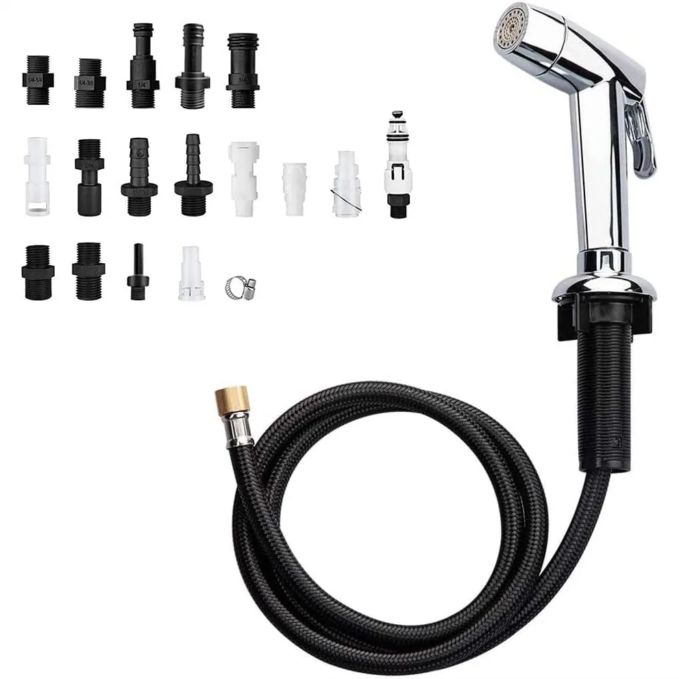 

Kitchen Sink Sprayer with 17 Adapters, High Pressure Side Sprayer Head Replacement, Easy Clean ABS Chrome Finish for Dish