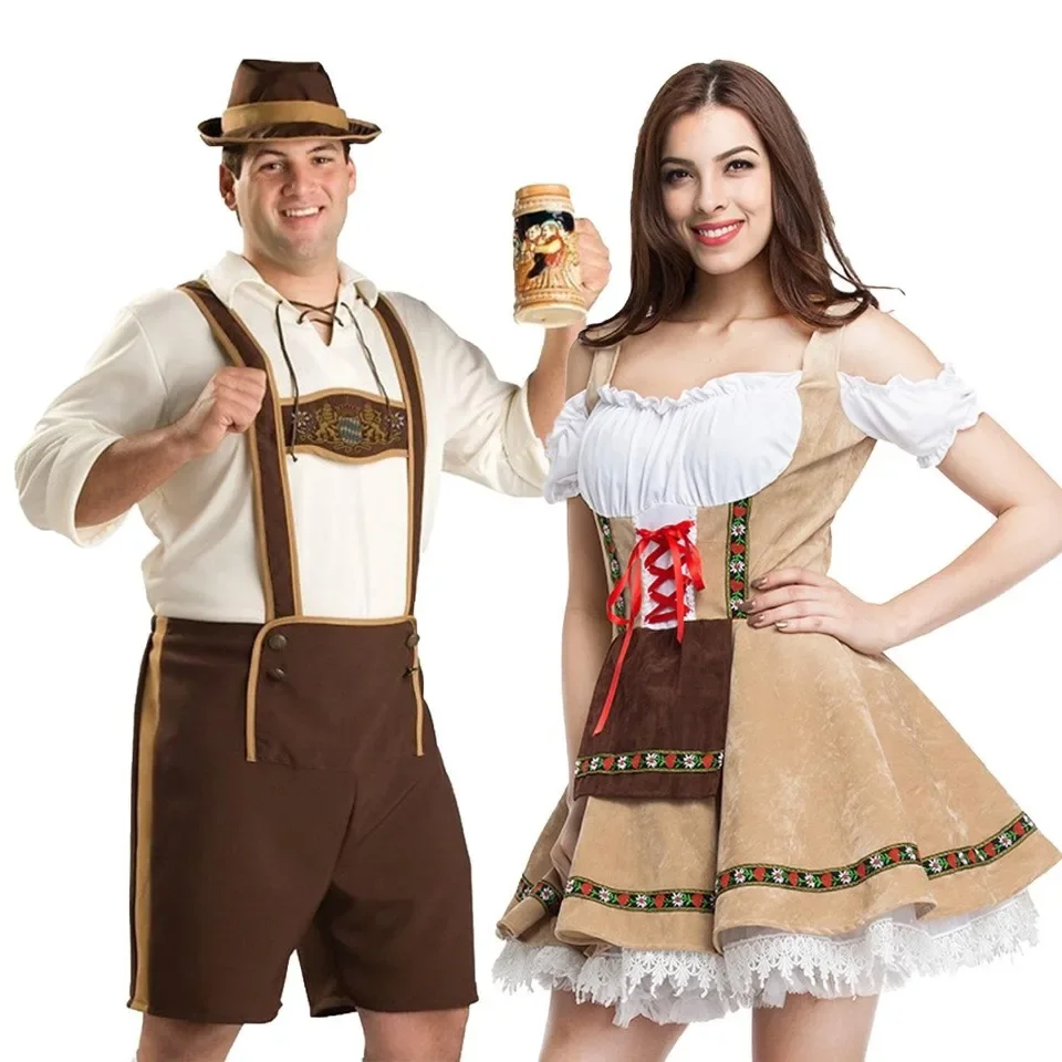 男性と女性のためのoktoberfestドイツマンバヴァリアンビールフェスティバルの衣装、カップルのための伝統的な衣装、ロールプレイパーティー、カーニバルドレス