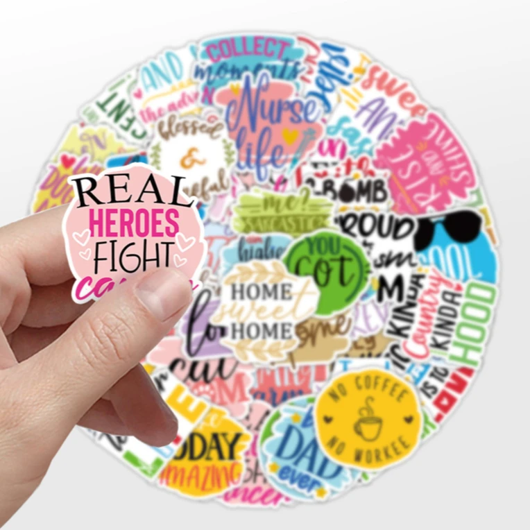 50PCS Inspirational Phrase Waterproof Graffiti Stickers For Laptop Helmet Phone Case Decal BulingBulingStickers Store