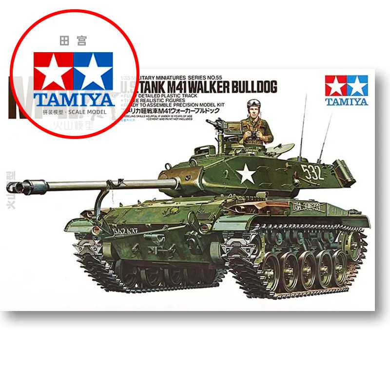 Tamiya Plastic Assembly Model 1/35 American M41 Walker Bulldog Light Tank Adult Collection DIY Model Kit 35055