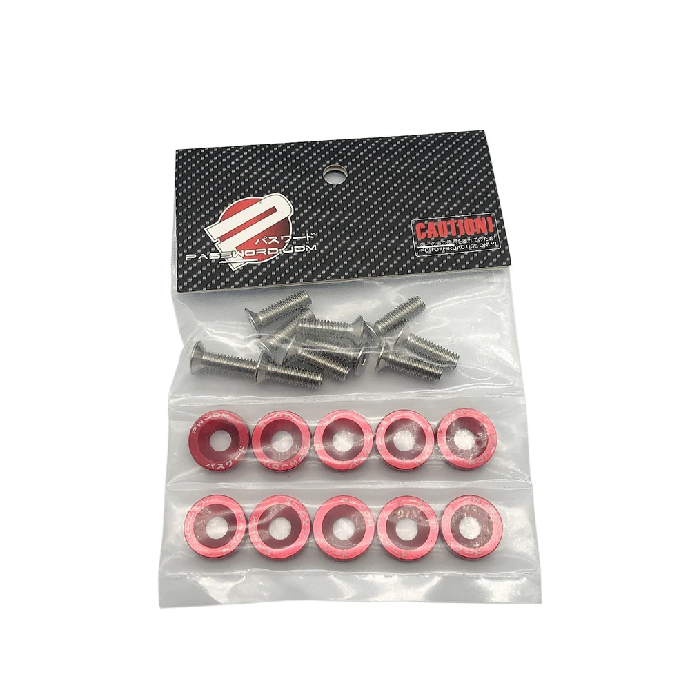 OYOTE 10PCS Hex Fasteners Fender Washer Bumper Engine Concave Screws Aluminum JDM Fender Washers and M6 Bolt For Honda