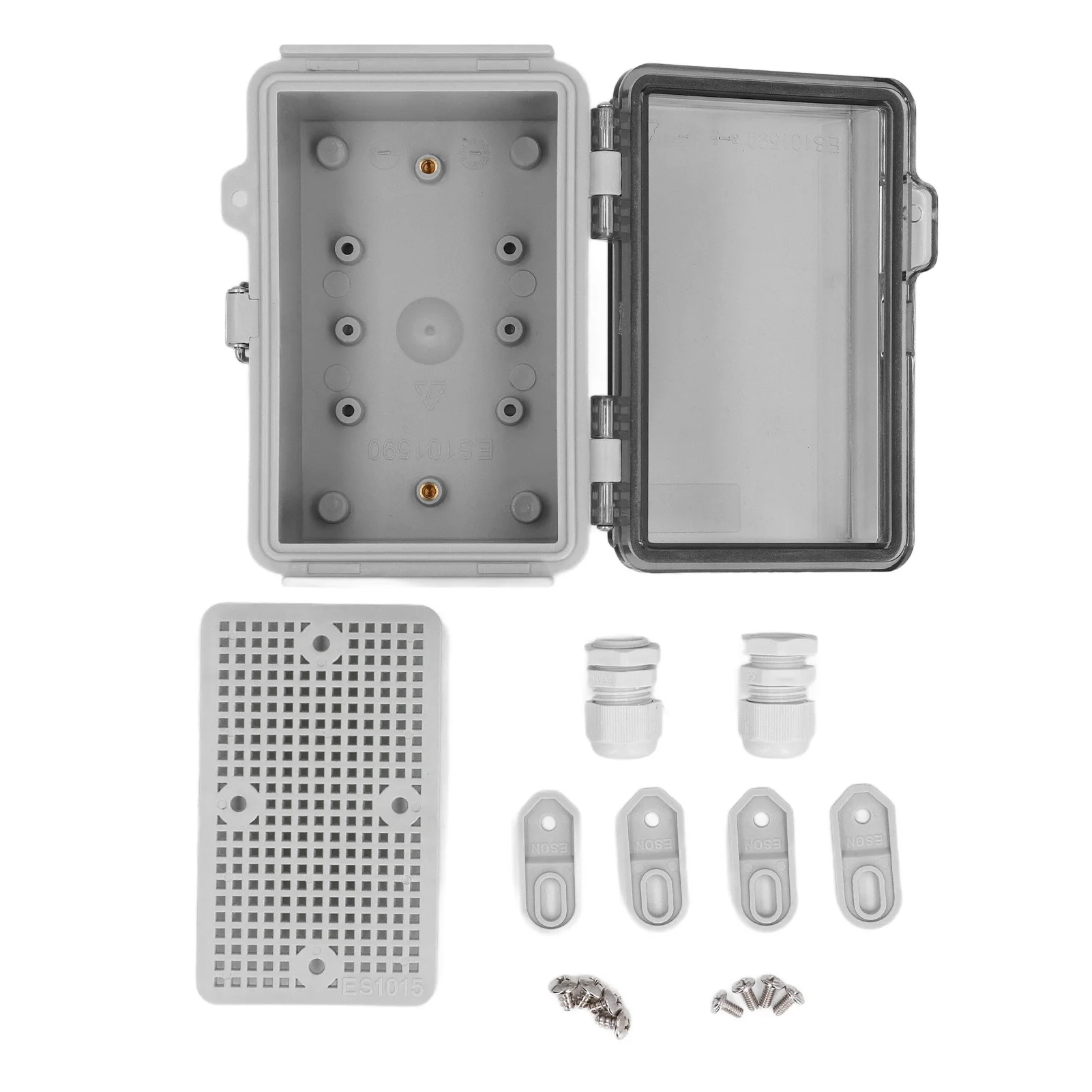 100x150x90mm Distribution Box with Hinged Cover Mounting Plate Brackets IP67 Waterproof ABS Plastic Electrical Enclosure