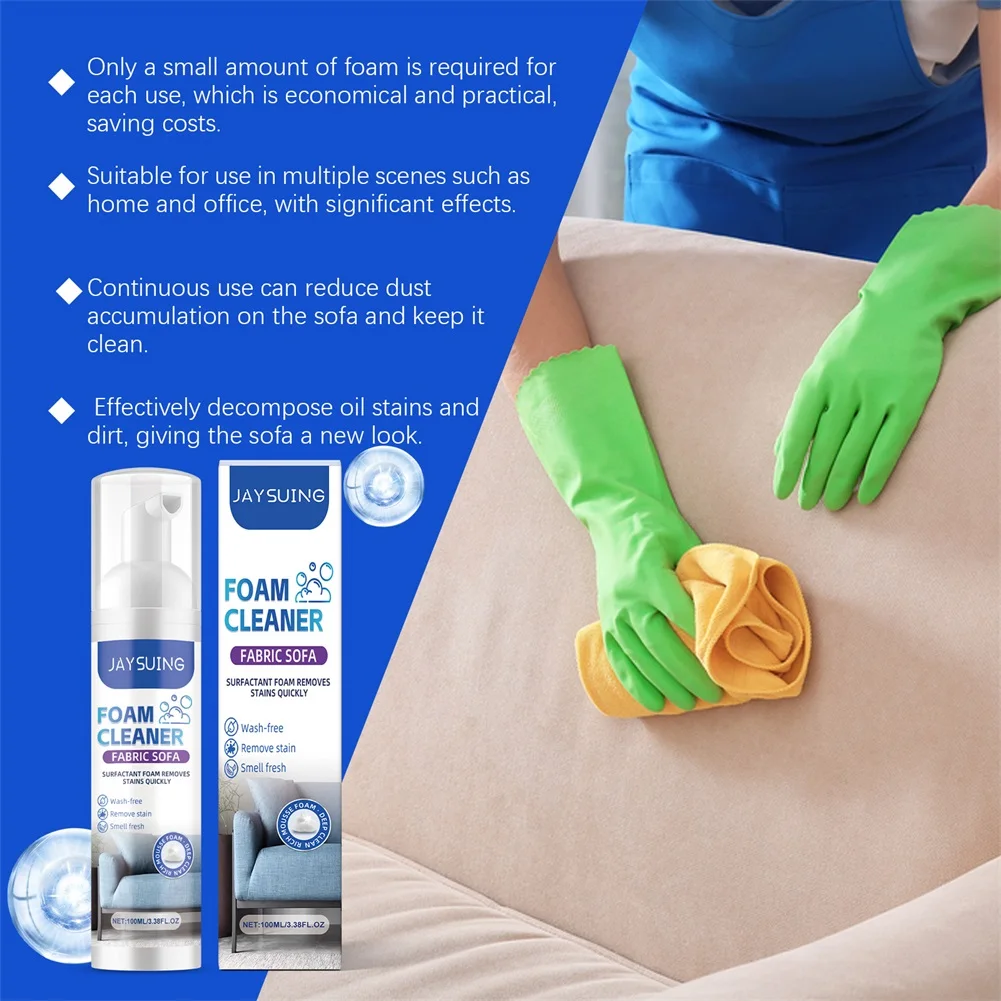 Fabric Sofa Foam Cleaner Upholstery-Dry Cleaning Foam Non-Rinse Fabric Cleaner For Couches Car Seats Deep Stain Remover