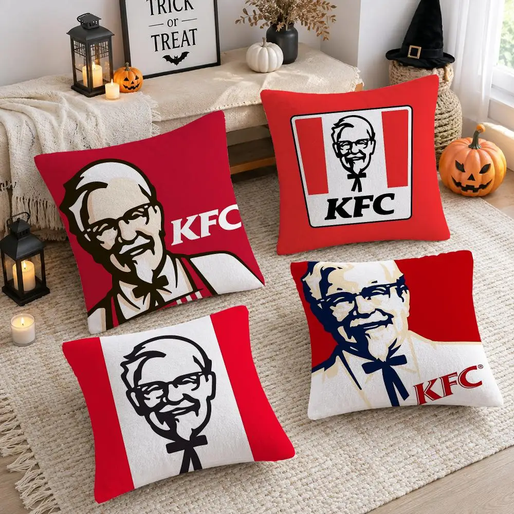 Brand K-KFC Kentucky Fried Chicken Cushion Cover Soft Plush Cushion Case Throw Pillowcase Cozy Home Sofa Bed Living Room Decor