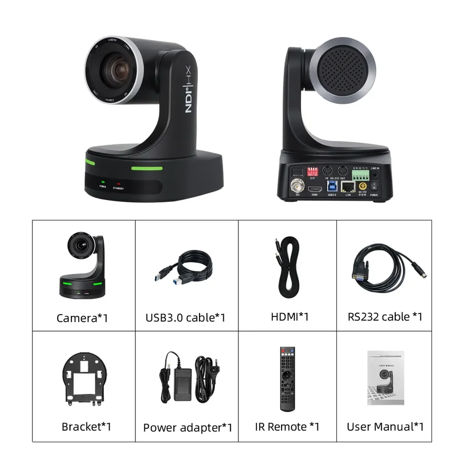 4K 20X NDI Camera Church Studio Webcam PTZ Camera USB HDMI SDI Live Streaming IPC Tiktok Spotify Podcaster Camera Broadcast PTZ