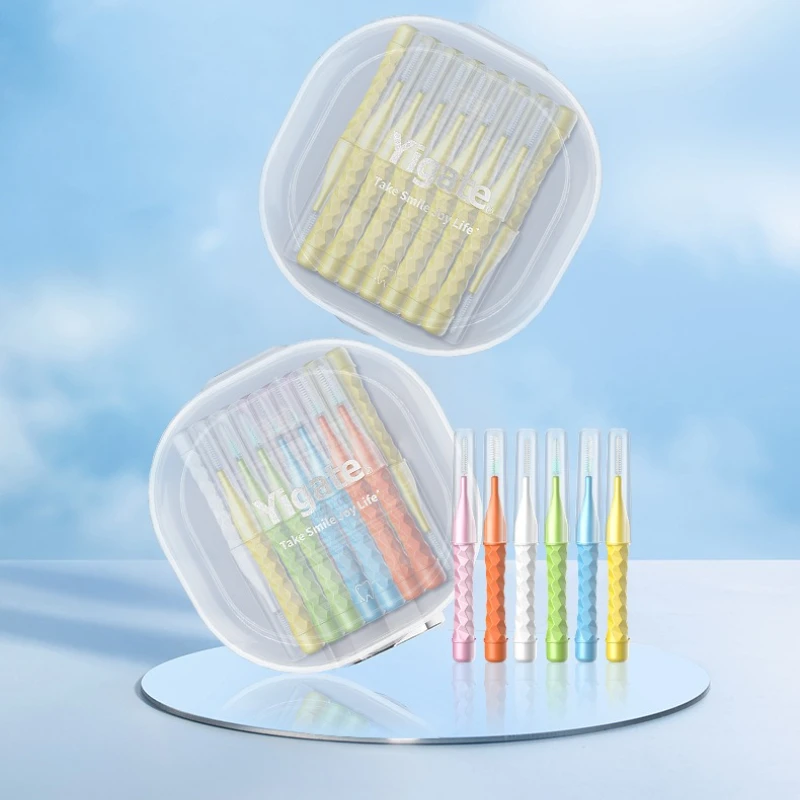 

5 коробок, универсальная щетка для зубной нити с прямой ручкой, I-образная межзубная щетка для чистки бровей и ортодонтического лечения