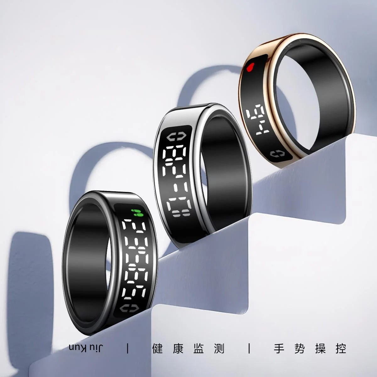 

smart ring with display screen touch charging seat turn page to take pictures heart rate blood oxygen sleep smart wear