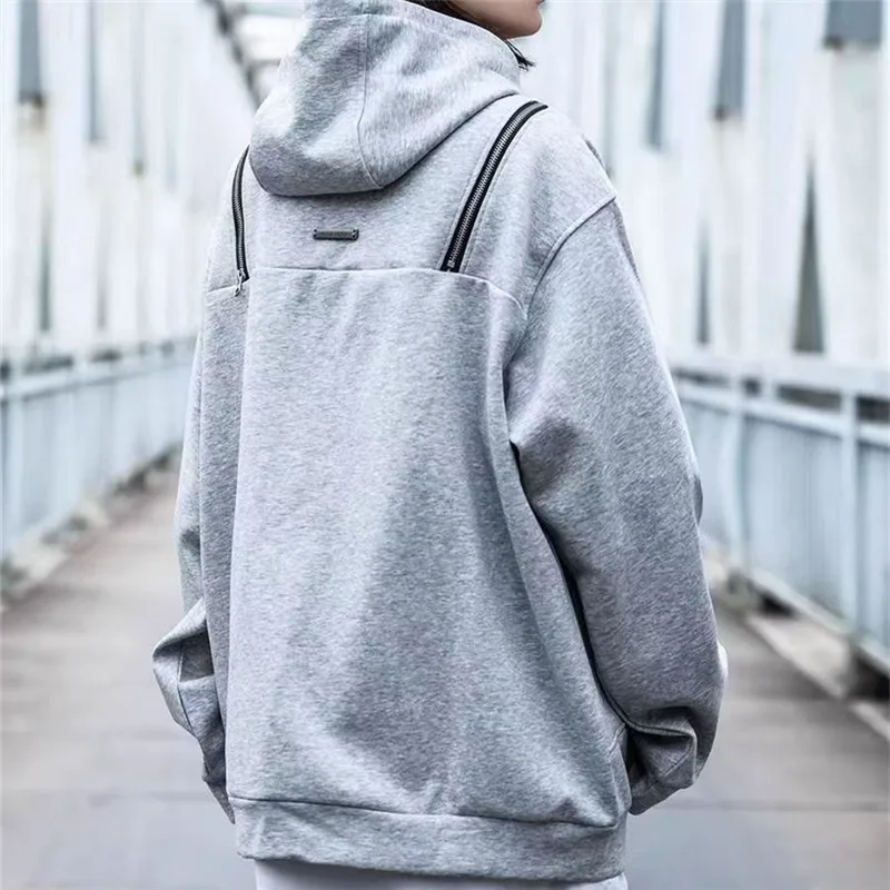 Y2K Techwear Autumn New Oversize Style Hooded Tracksuit Women Cotton Cargo Hoodie Fashion Mens Streetwear Zip Up Design Hoodies