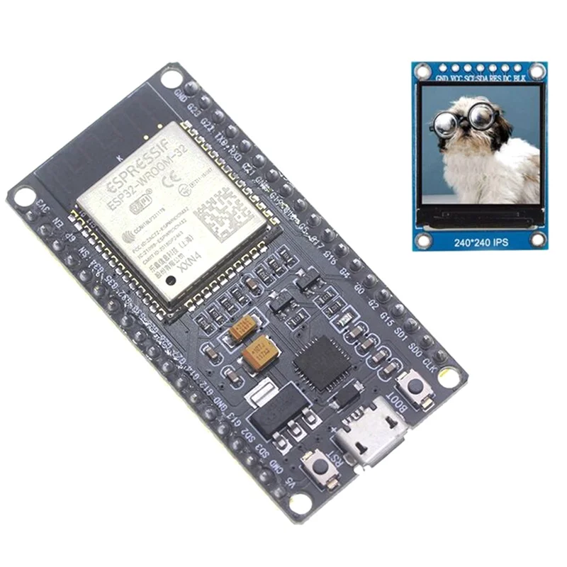 

Y43A-ESP32 Макетная плата модуля Беспроводной Wi-Fi + Bluetooth ESP32-WROOM-32 Модуль с 1,3-дюймовым комплектом для замены цветного экрана