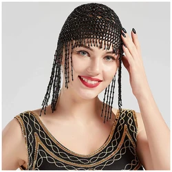 Handmade Beaded Cap Headpiece Belly Dance Accessory Exotic Cleopatra Hairpiece for Women Gatsby Themed Party Wedding