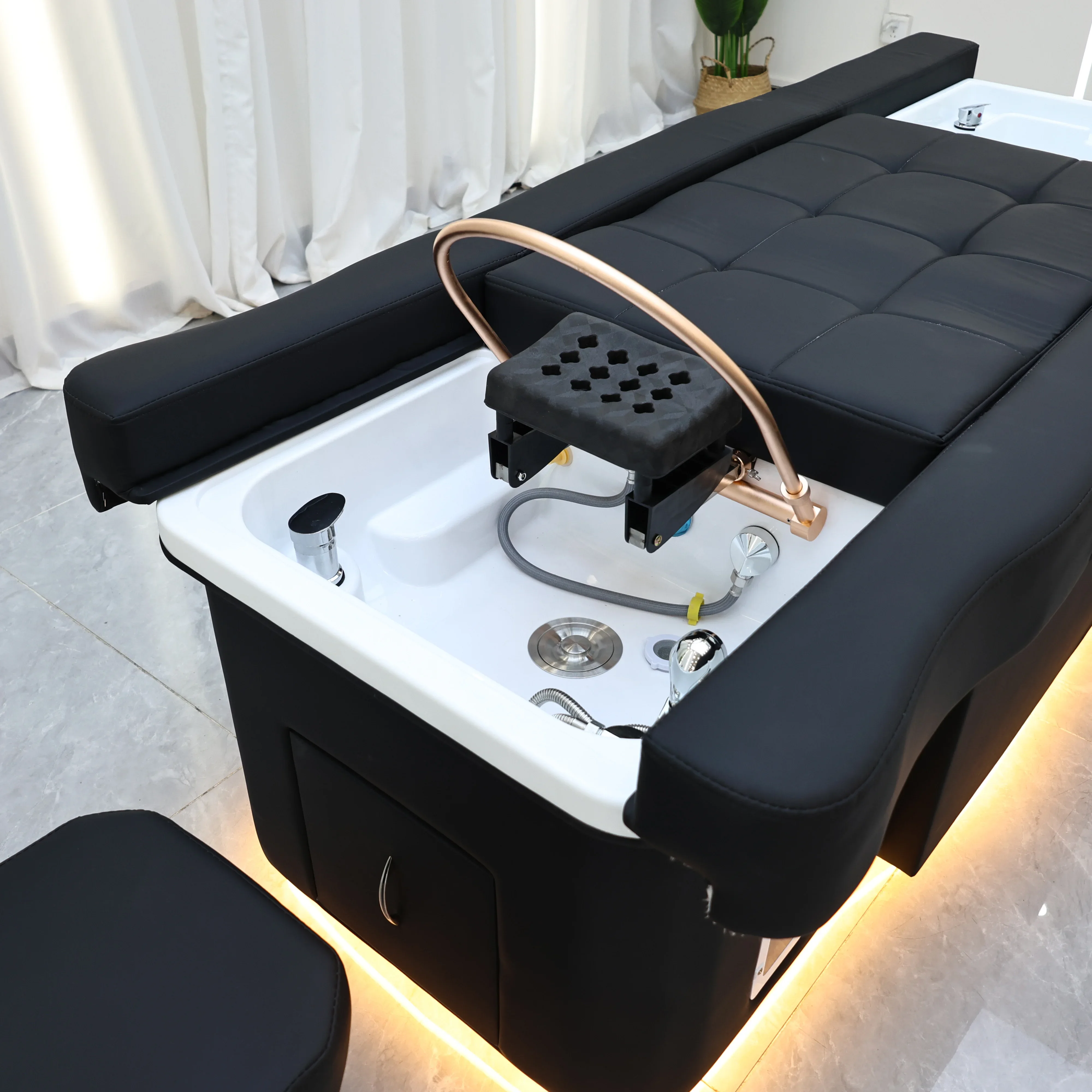 XinSheng Elektrisch Verstellbares Shampoo-Bett Massagetisch All-in-One Salon SPA Massageliege mit Haarwaschbecken & Fußbad – Detail 19