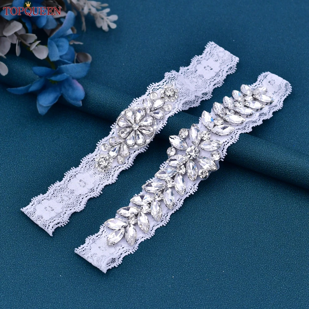 

TOPQUEEN Sexy Wedding Garter Luxury Elastic liguero podwiazka slubna liga de novia jarretiere mariage bijoux para Bridal THS69