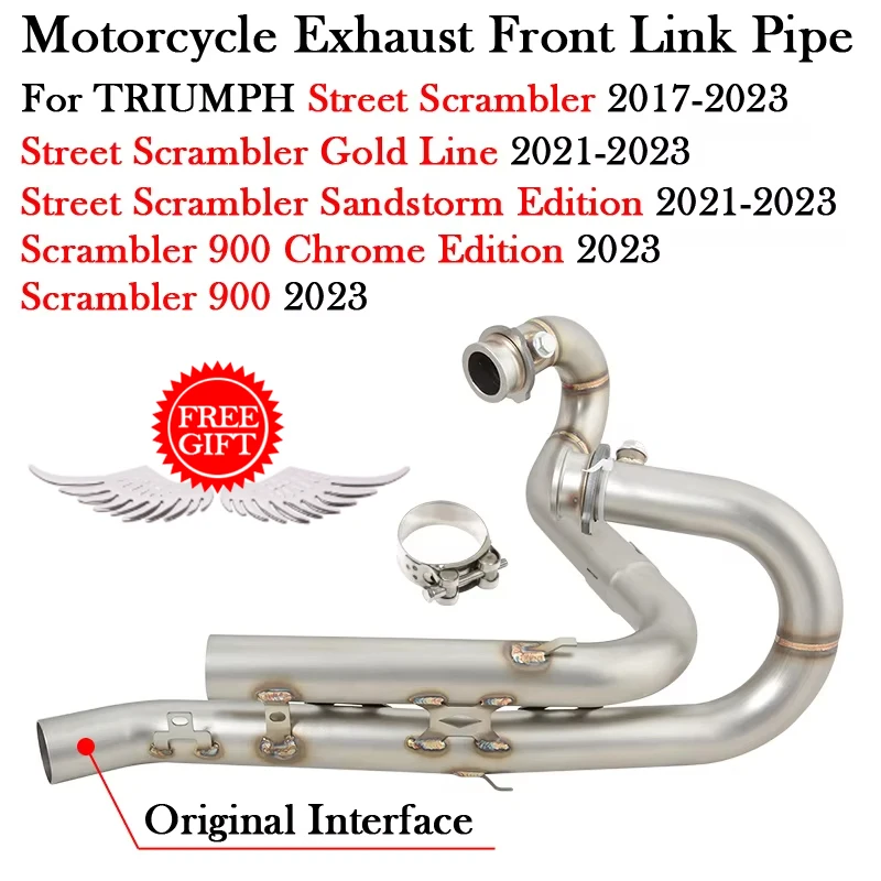 

Motorcycle Exhaust Front Link Pipe For TRIUMPH Street Scrambler 900 Chrome Edition Gold Line Sandstorm Edition 2017 - 2022 2023