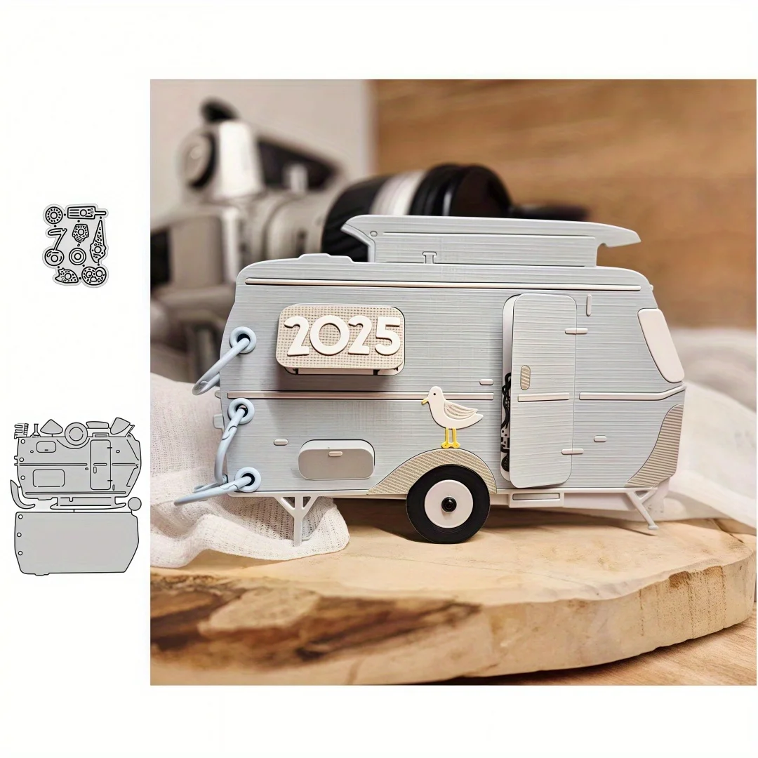 Nova caravana mini álbum de fotos corte de metal morrer para diy scrapbook cartão fazendo modelo, gravação artesanato decoração