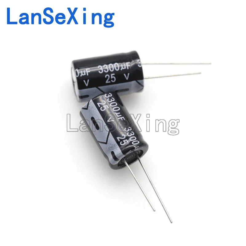 Capacitor eletrolítico Inline alumínio, 25V, 3300UF, volume 16x25mm