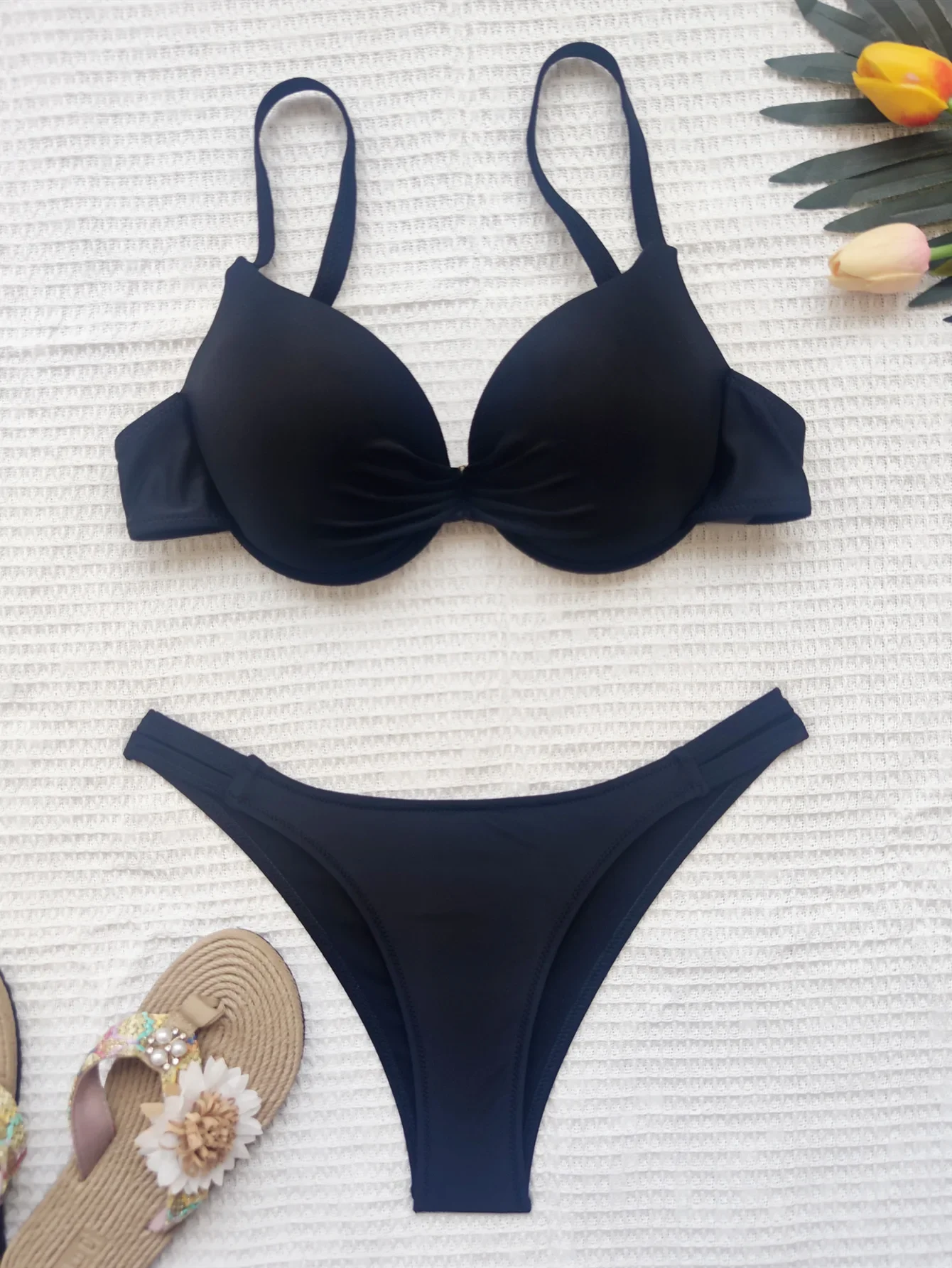 Seksowne zestawy bikini push-up, dwuczęściowe, gładkie stringi, strój kąpielowy bikini, kostium kąpielowy, biquini, conjunto de bikini, tankini, biquini