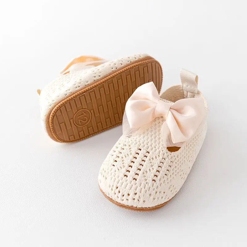 SXYPAYXS-Sapatos de malha oca para bebés, Princess Flats, arco bonito, casual, caminhar, recém-nascido, infantil, criança