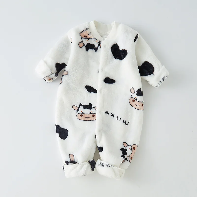 Winter Baby Padded Thickened Climbing Clothes Kids Cartoon Warm Onesie Newborn Girls Cute Casual Jumpsuits Autumn Boys Bodysuits