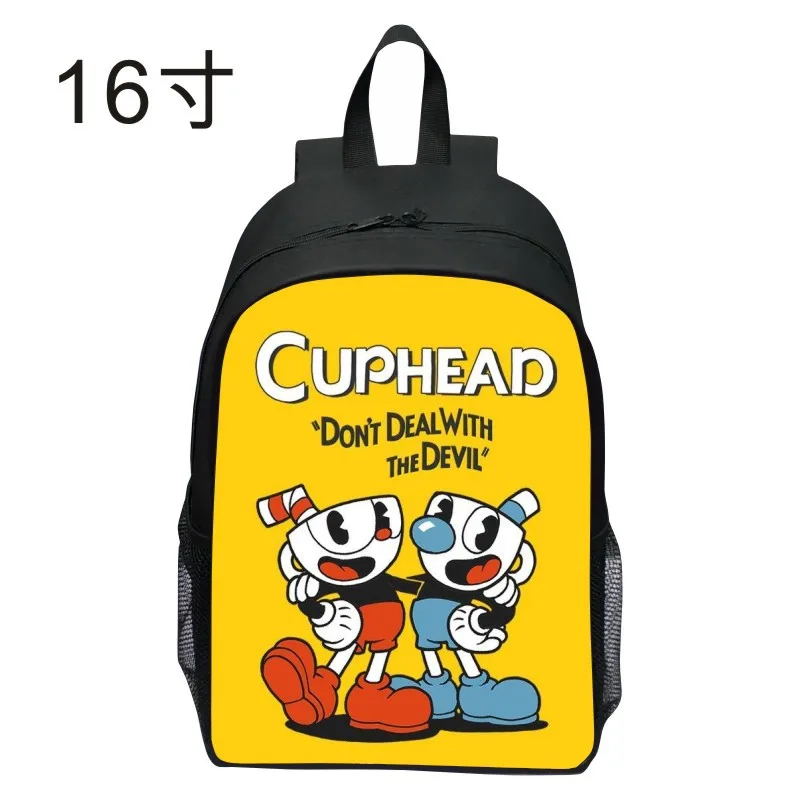 新しいプリントティーカップヘッド Cuphead パターンバックパック漫画 12 年生軽量バックパックワンピースドロップシッピング