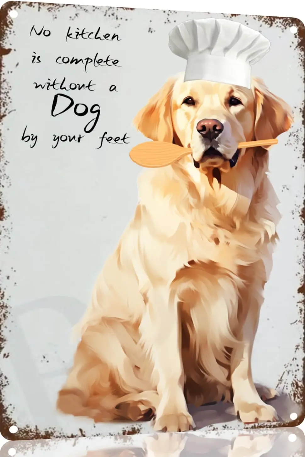 Golden Retriever Kitchen Art Print,Creative Tin Sign, Funny Novelty Metal Sign, Vintage Wall Decor for Home Door Garden Bar Rest