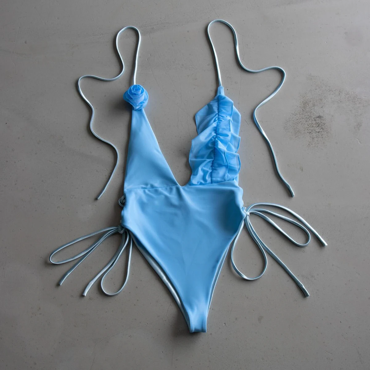 

2025 Sexy Women One Piece Swimsuit Swimwear Female Flower Halter Biquini Monokini Swimming Suit Ruffle Bathing Suit Beachwear