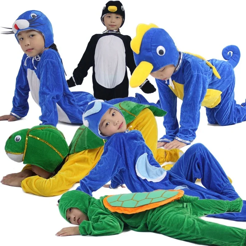 Ocean Animal Turtle Penguin Seal Seahorse Cartoon  Hats Children Adults School Show Accessories Gifts Cosplay  Halloween Costume