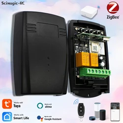 Zigbee Smart Garage Door Receiver 2 Channels 433.92MHz Remote Control Relay Switch Opener Module Work With Alexa Google Home