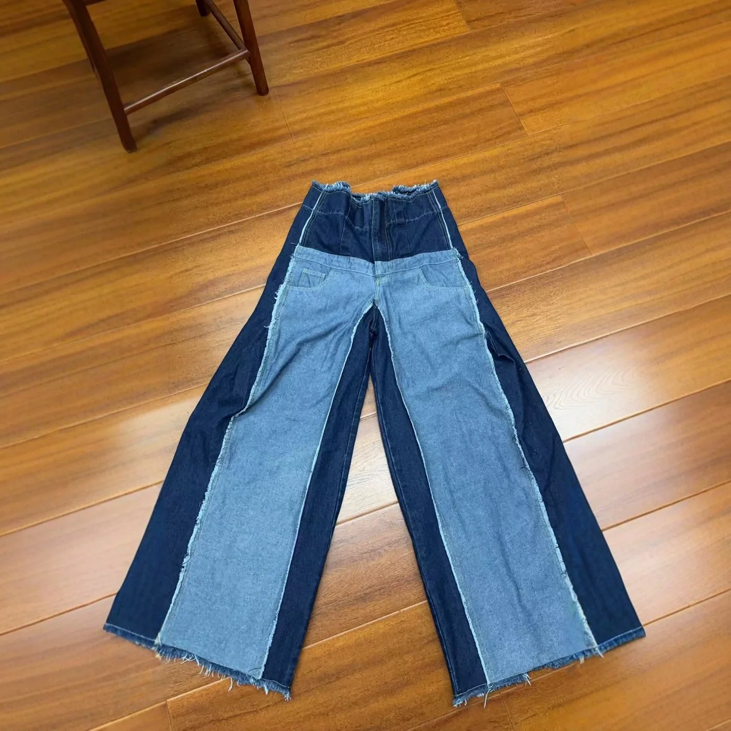 

Женские джинсы, широкие брюки, лоскутные прямые брюки с высокой талией, потертые джинсы с карманами, джинсы длиной до пола, уличная одежда