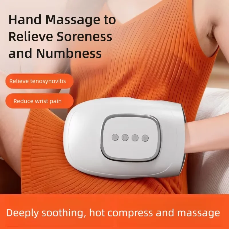 Electric Hand Massager with Heat And Compression Cordless Portable Vibrating Pressure Convex Point Acupoint Massage Tool