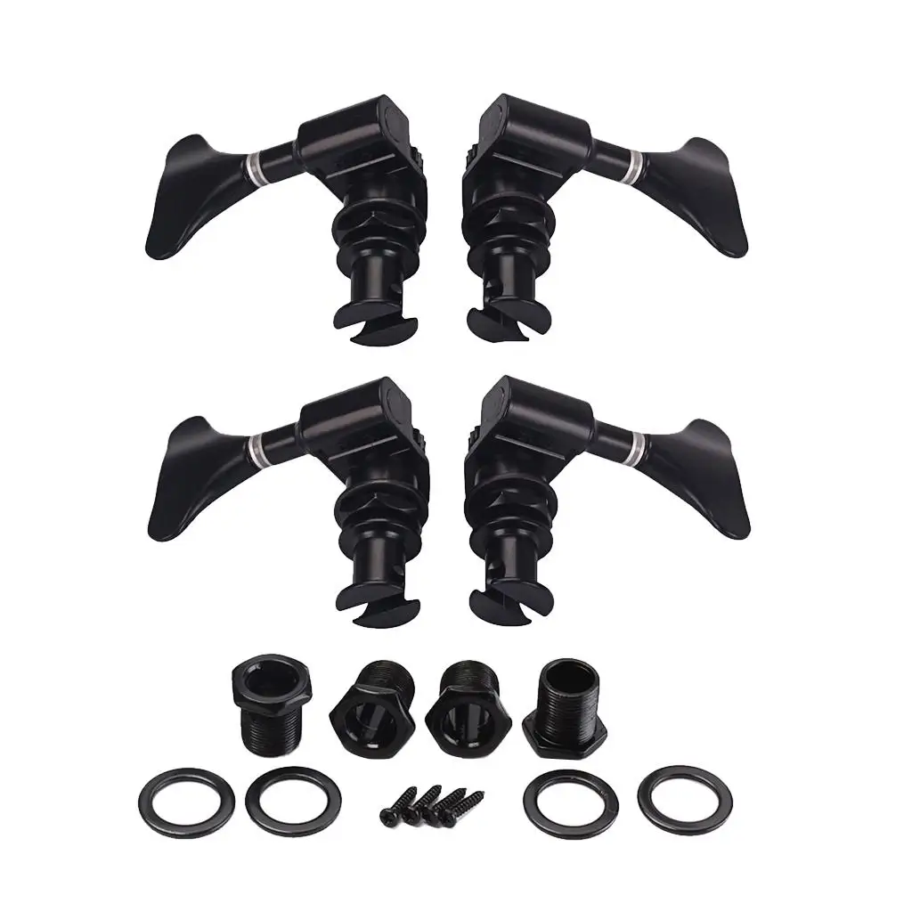 4pcs Ukulele Tuning Pegs 2R2L Ukulele Tuning Machines Guitar Geared, Black