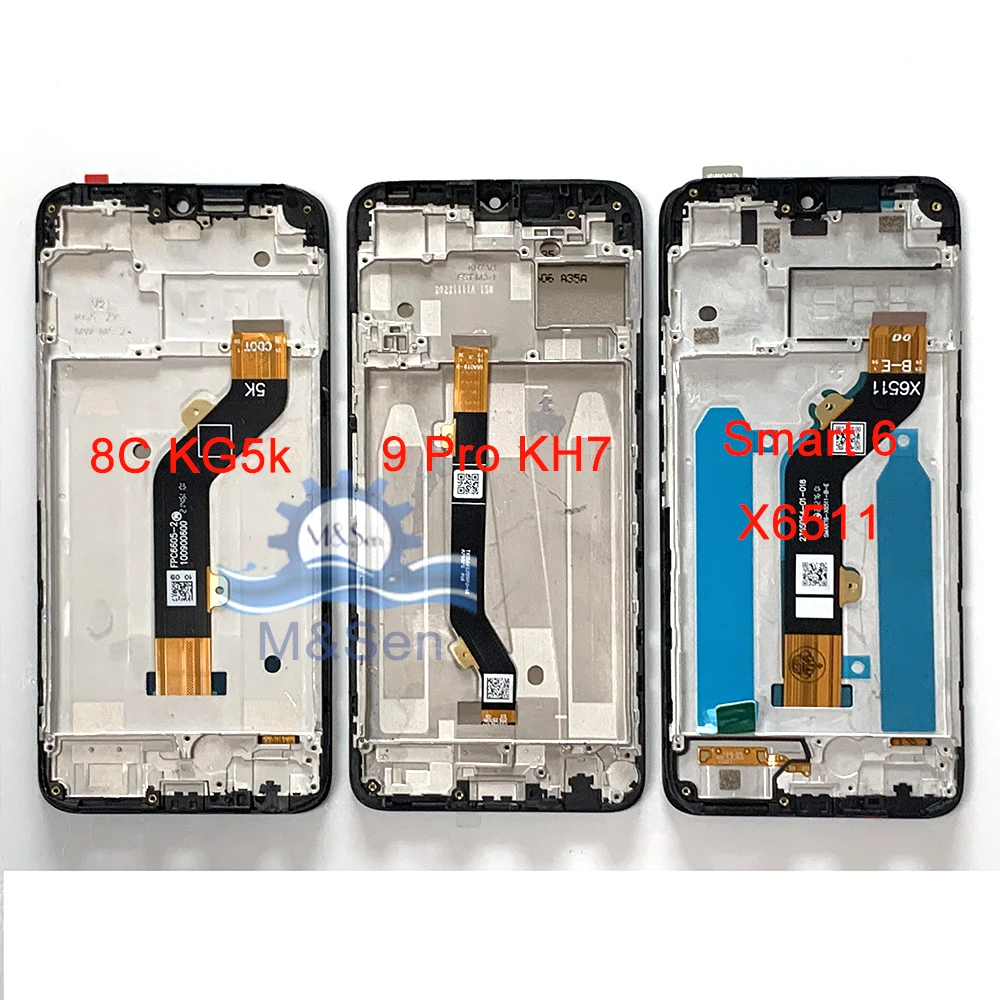 Tested For Infinix Smart 6 Smart 7 X6511 X6515 Display Screen Touch Panel For Tecno Spark 8C KG5k Spark 9 Pro KH7 Spark 10 Frame