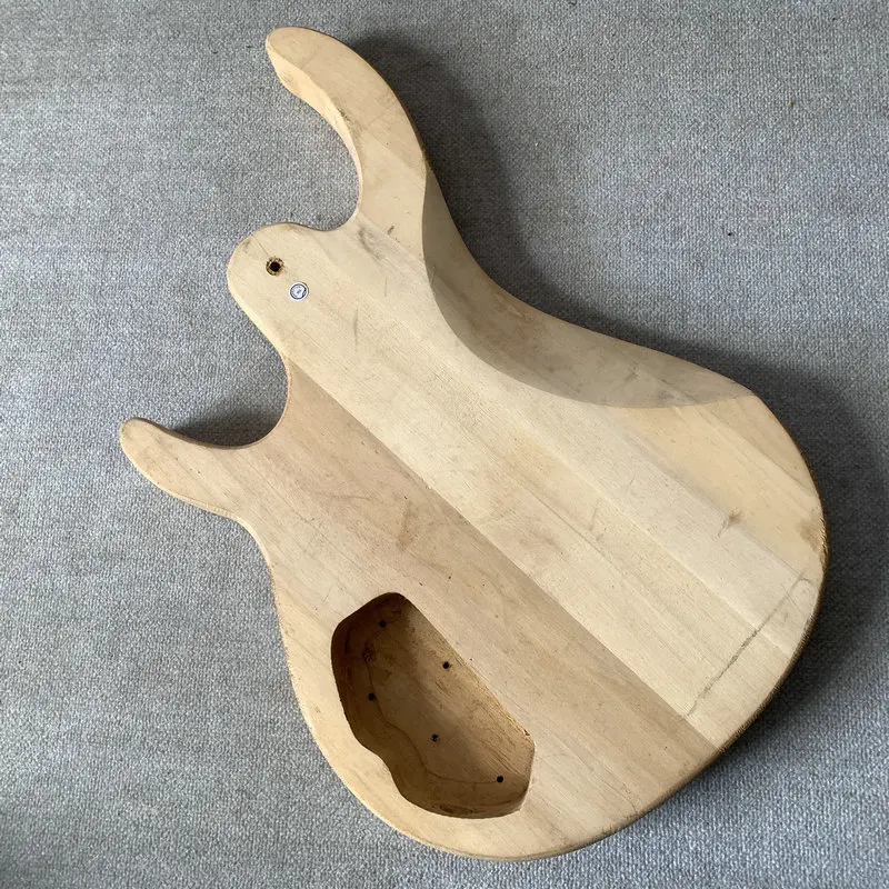 HB409 Unfinished Solid Basswood With Quilted Paints 4 Strings Electric BASS Body DIY for Replace NO Paints