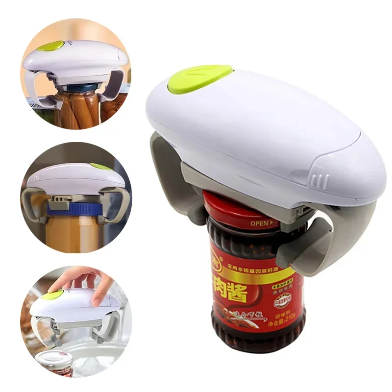 

Electric Can Bottle Lid Opener Binaural One-key Automatic Restaurant Screw Cap Handheld Kitchen Gadget Jar Glass Bottle Tin Tool