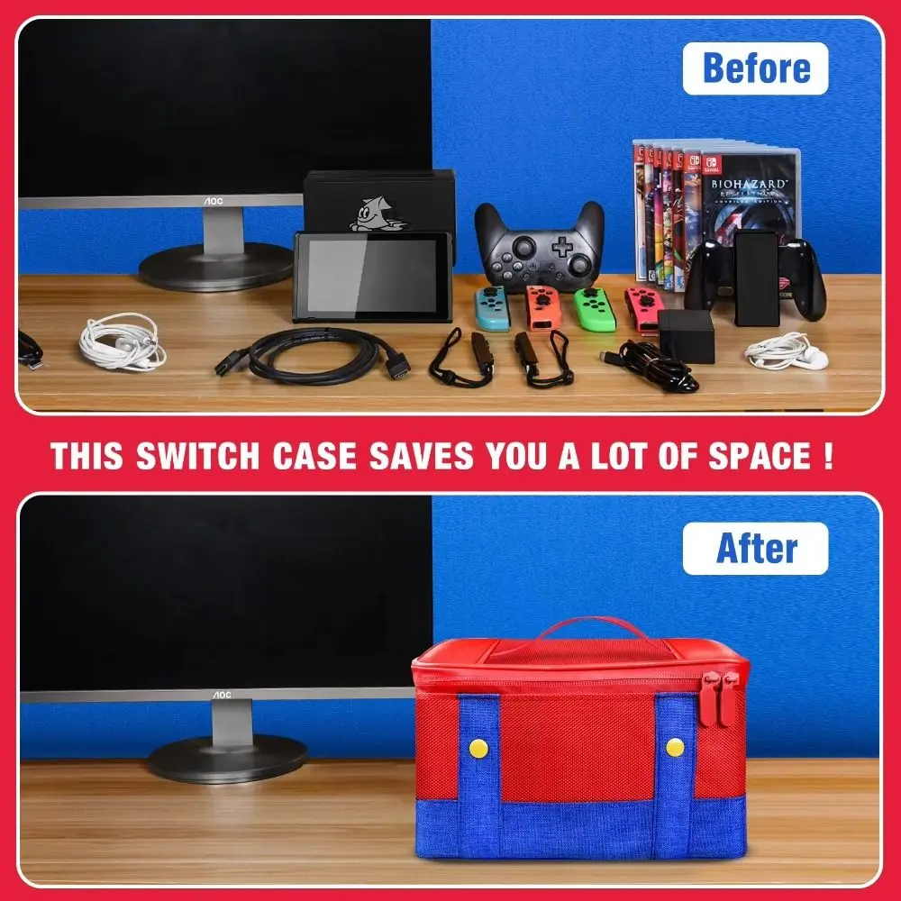 New Large Capacity Carrying Protective Case Portable Nylon Storage Bag Shockproof Game Accessories for Nintendo Switch OLED