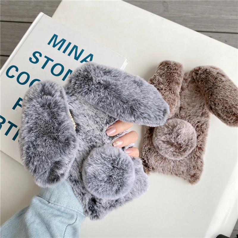 

Soft Plush Phone Case For Xiaomi Redmi Note 12 11 11S 10 9 9S 8T 8 7 6 5 Pro 4 4X 12s Furry Rabbit Bunny Warm Fur Cover