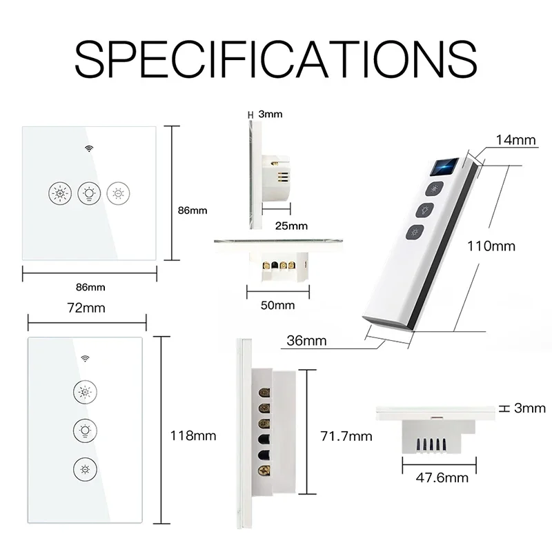 Imagem -05 - Tuya-interruptor Inteligente de Controle de Intensidade. Controle Remoto por Aplicativo Smart Life Vias Funciona com Alexa e Google com Controle de Voz.