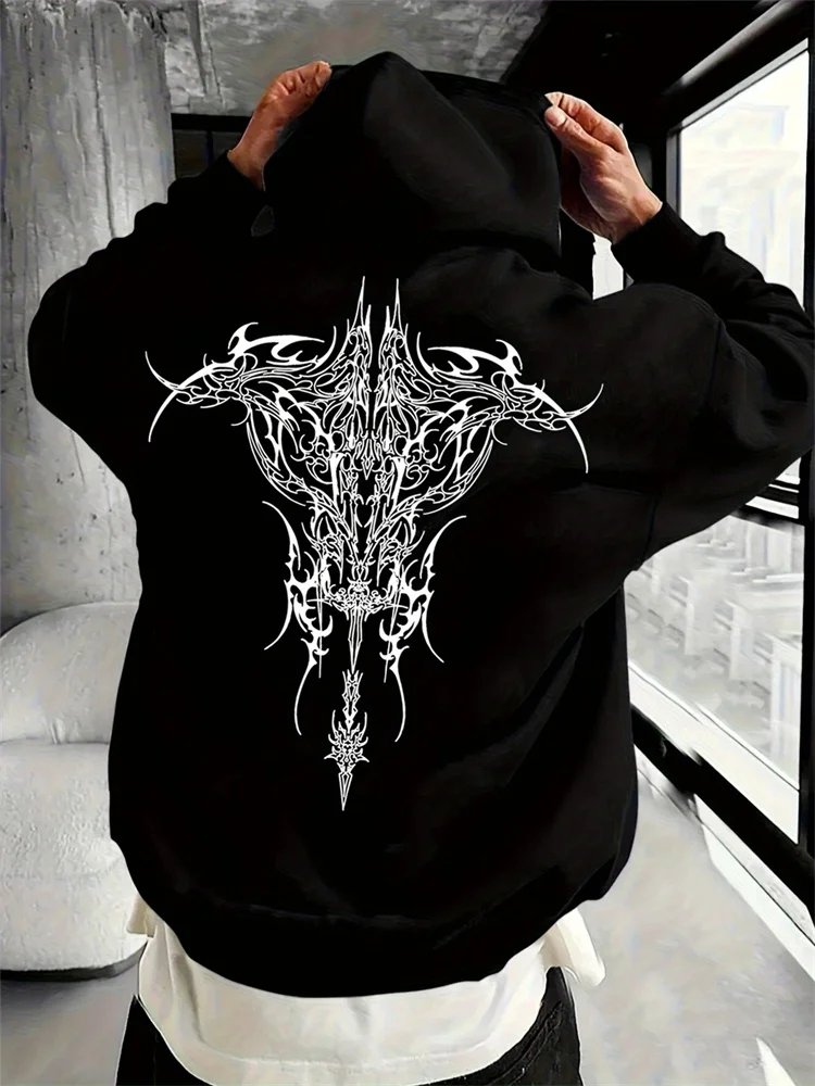 سترة بقلنسوة بطبعة Goth Dark Angel للرجال، بلوفر للمناسبات الكاجوال، سويت شيرت مريح من الصوف، نمط جديد للخريف والشتاء