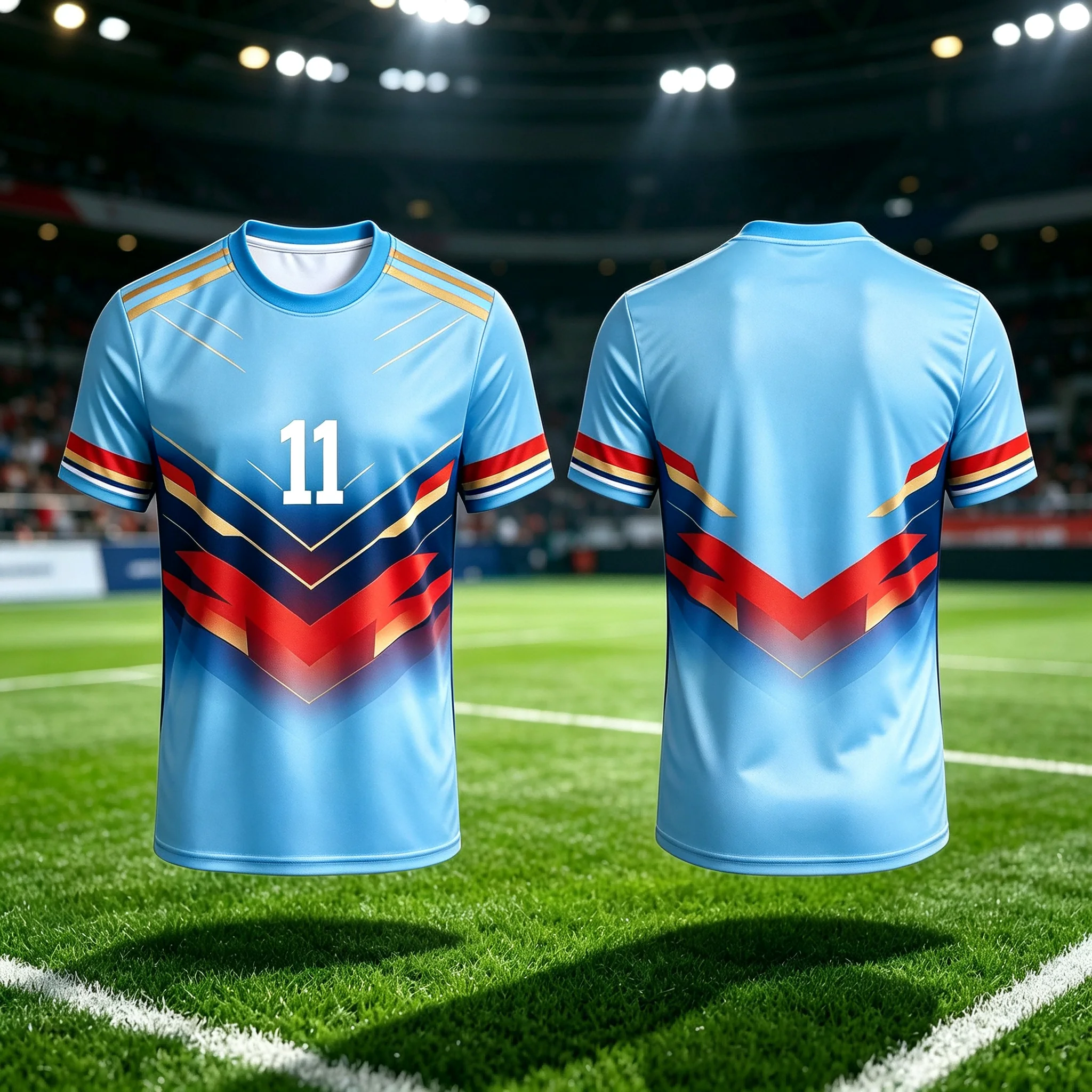 Gradient No.11 Print Germany‑themed Fan Sports Football Jersey, Multi‑color Smooth Quick‑dry Crew Neck Top For Sports Event Fan